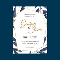 Geometric Frame Watercolor Floral Wedding Invitations Template vector