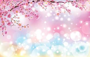 Beautiful Cherry Blossom with Bokeh Lights Background Concept vector