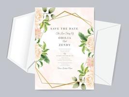 Beautiful floral hand drawn wedding save the date invitation card template vector