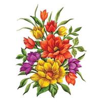 Beautiful watercolor bouquet of flowers vector