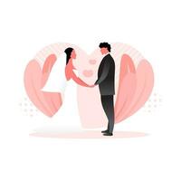 Bride and Groom Lovers Wedding -Flat Illustration vector