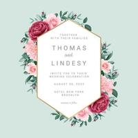 Floral Geometric Frame Wedding Invitation vector