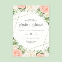 Geometric Botanical Frame Wedding Background vector