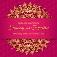 Mandala Hindu Wedding Card Vector