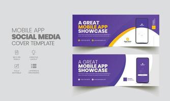 Mobile app social media banner template vector