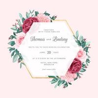 Pink Floral Geometric Wedding Frame vector