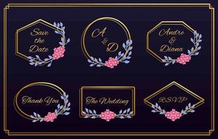 Set of Floral Wedding Logos and Monogram vector