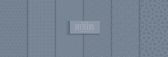 Set of geometric pattern blue background vector