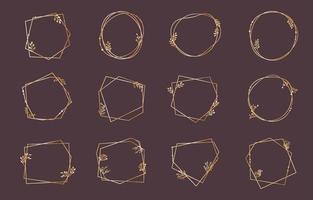 Set of Gold Frame Collection for Wedding Card vector