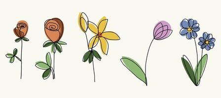 Simplicity flower freehand continuous line drawing flat design. vector