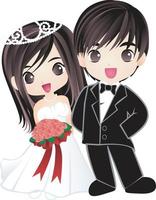 wedding couple together vector cartoon clipart