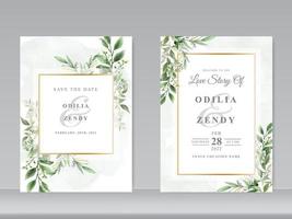 Wedding invitation cards with greenery floral design vector