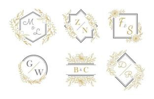 Wedding Monogram Floral Frame Set vector